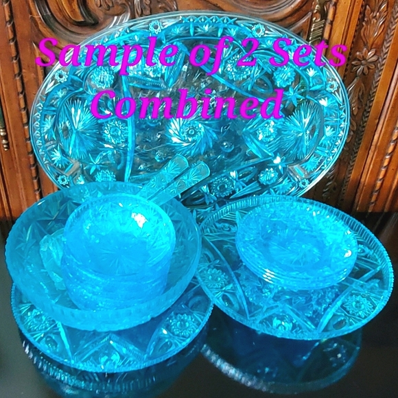 🇺🇸9 piece Blue Cut Crystal Styrene by Novelty Crystal Corp. 🇺🇸 - Picture 5 of 5